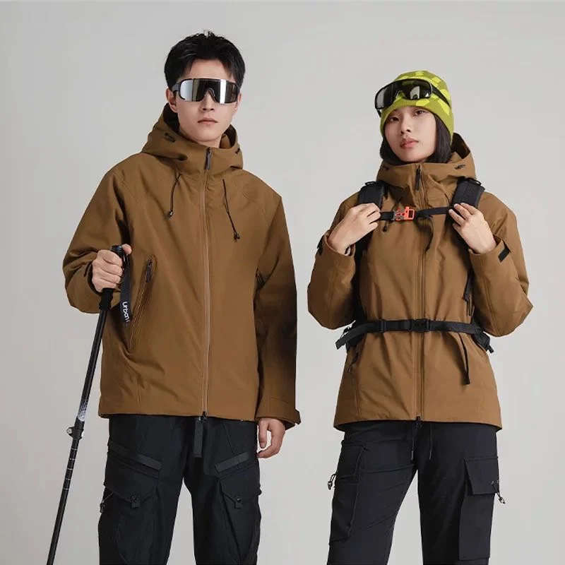 Mens Hooded Insulated Windbreaker Jacket Adjustable Drawstring Hood Casual Outdoor Outerwear