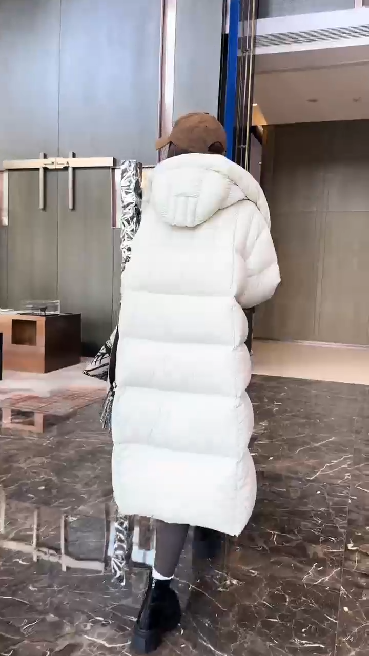 Long Hooded Quilted Down Puffer Jacket Women Oversized Winter Outerwear
