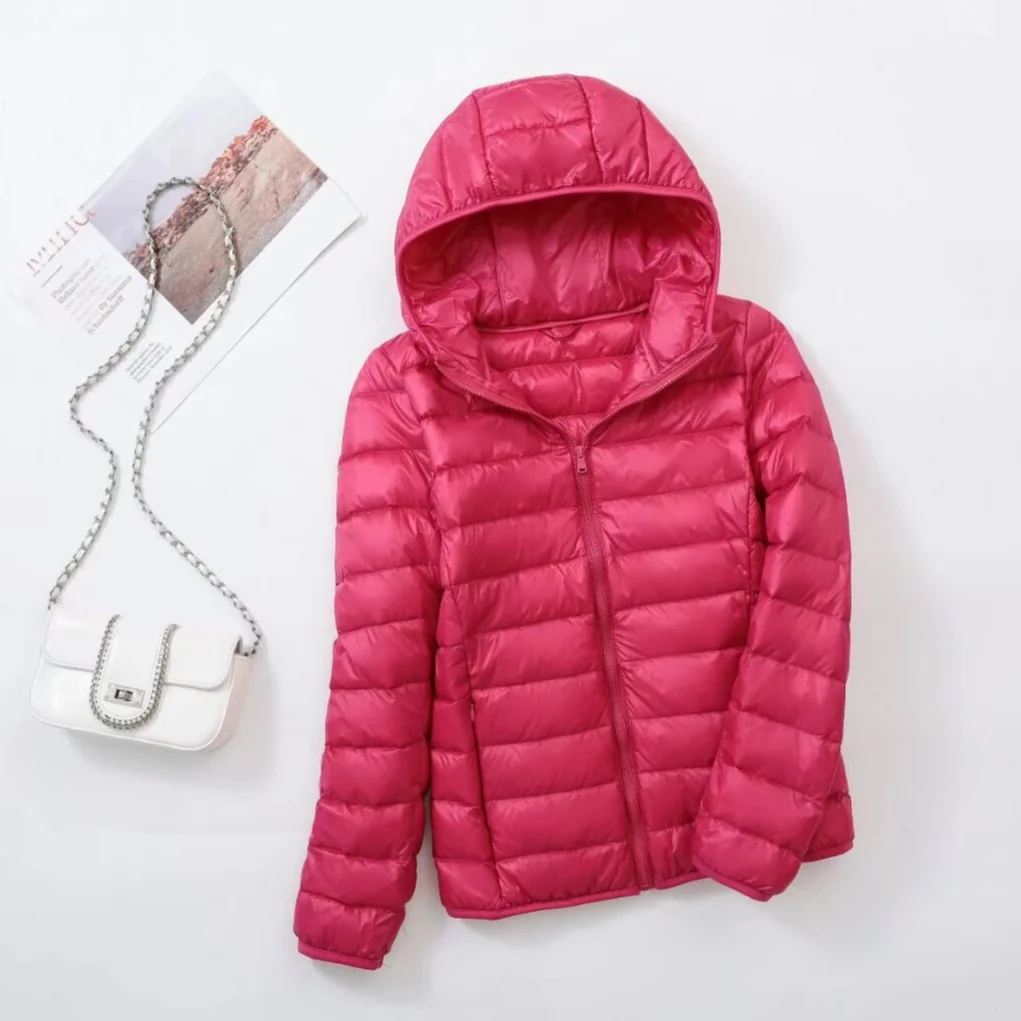 Women’s Ultra‑Light Down Jacket Packable Hooded Puffer Coat Warm Winter Outerwear For Travel