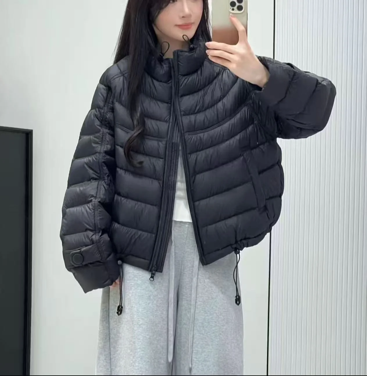 Slim‑Fit Stand‑Collar Quilted Puffer Winter Jacket