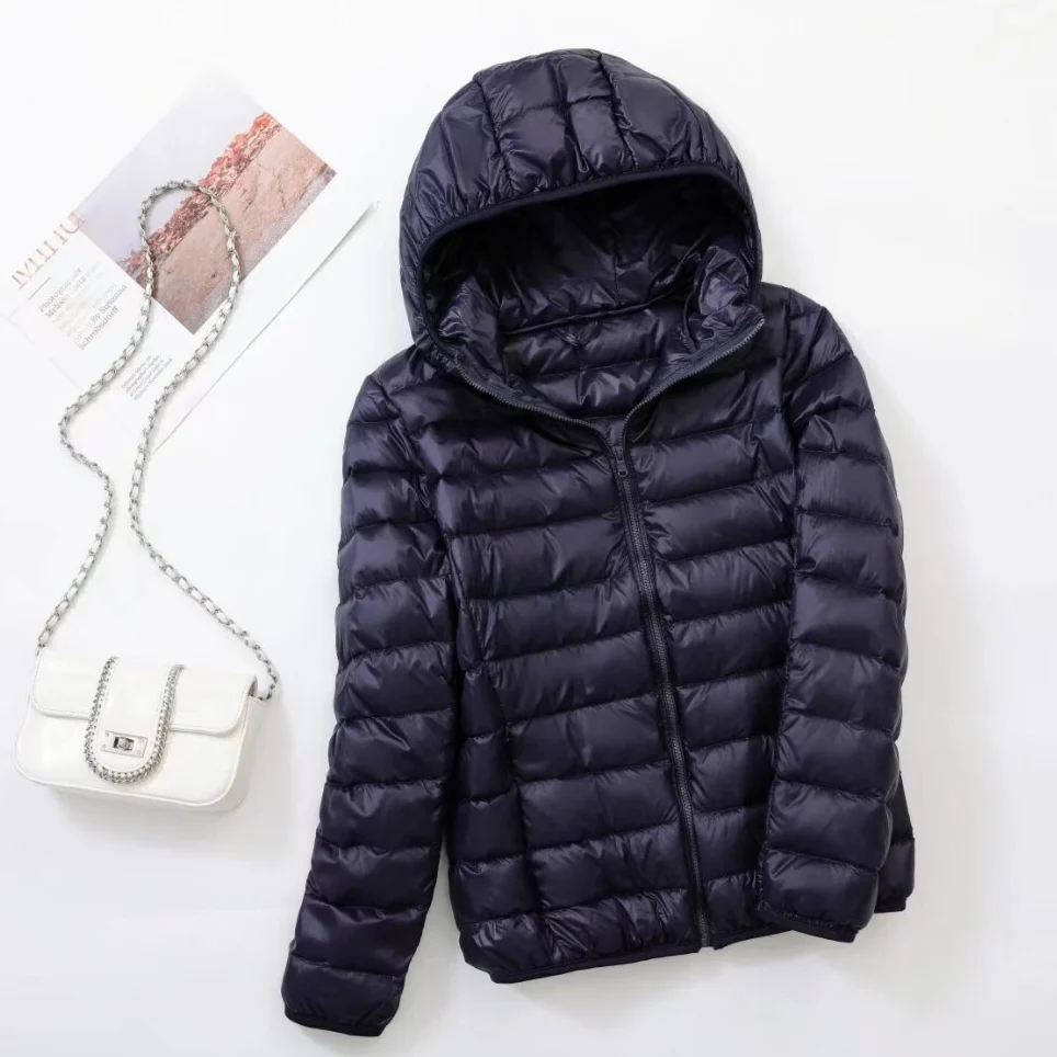 Women’s Ultra‑Light Down Jacket Packable Hooded Puffer Coat Warm Winter Outerwear For Travel
