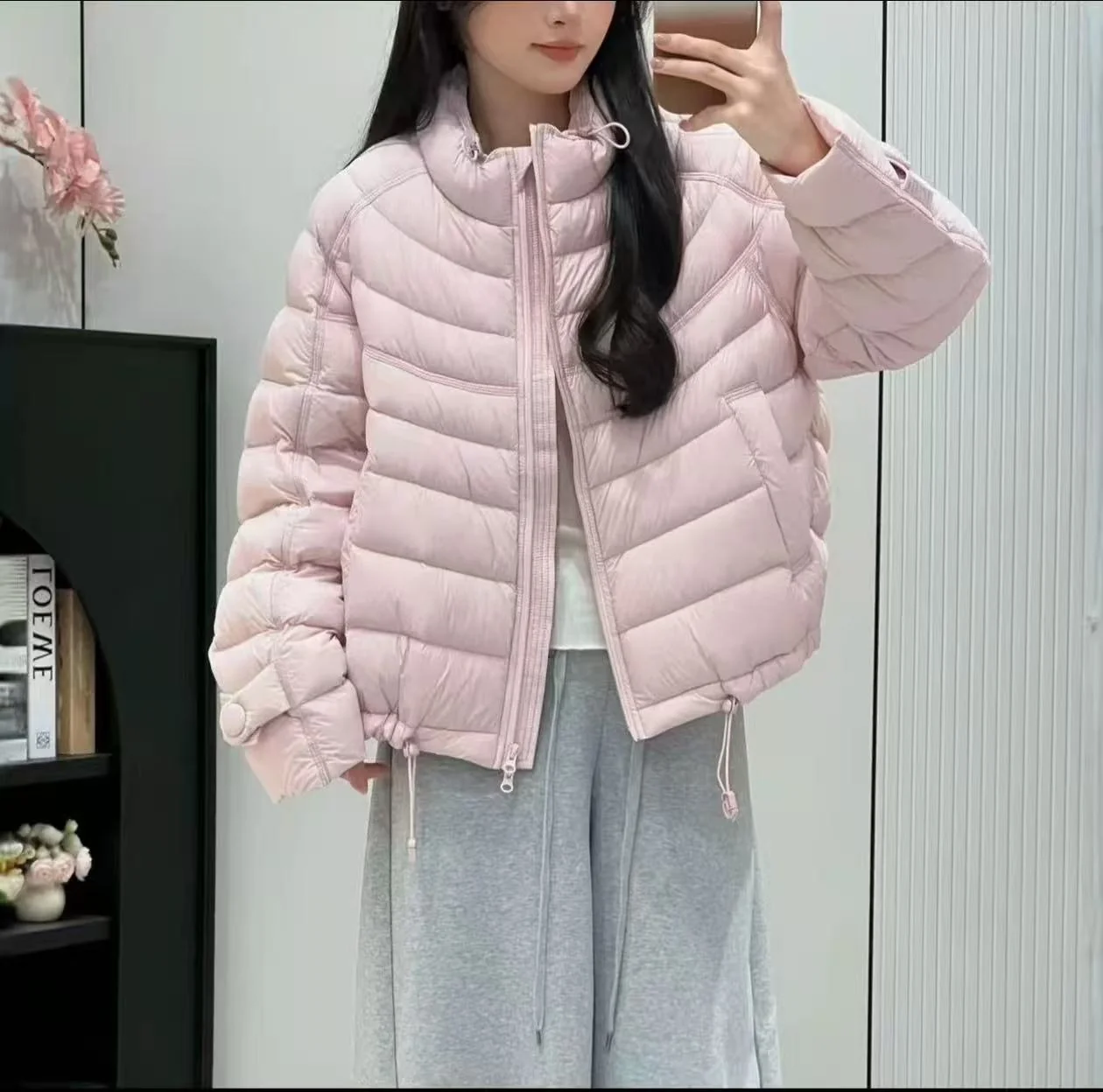 Slim‑Fit Stand‑Collar Quilted Puffer Winter Jacket