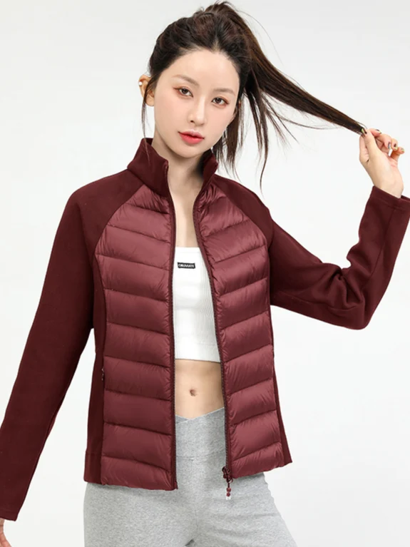 Women Waist‑cinching Yoga Puffer Down Jacket Slim Fit Waist‑shaping Winter Coat