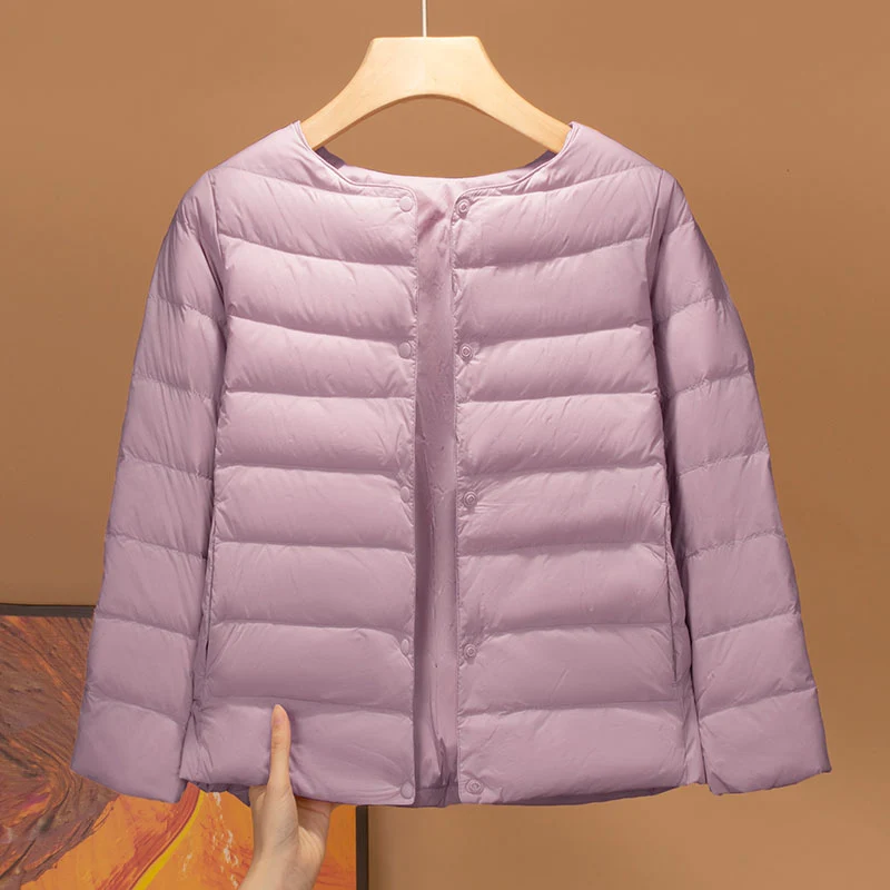 Kids Crew Neck Hood‑Free Warm Down Jacket Unisex Boys Girls Winter Outer Coat