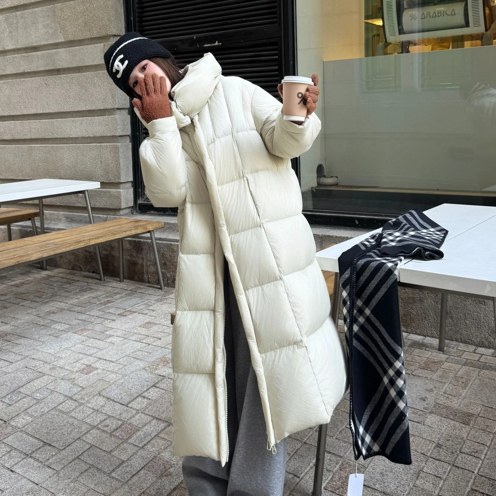 Long Hooded Quilted Down Puffer Jacket Women Oversized Winter Outerwear