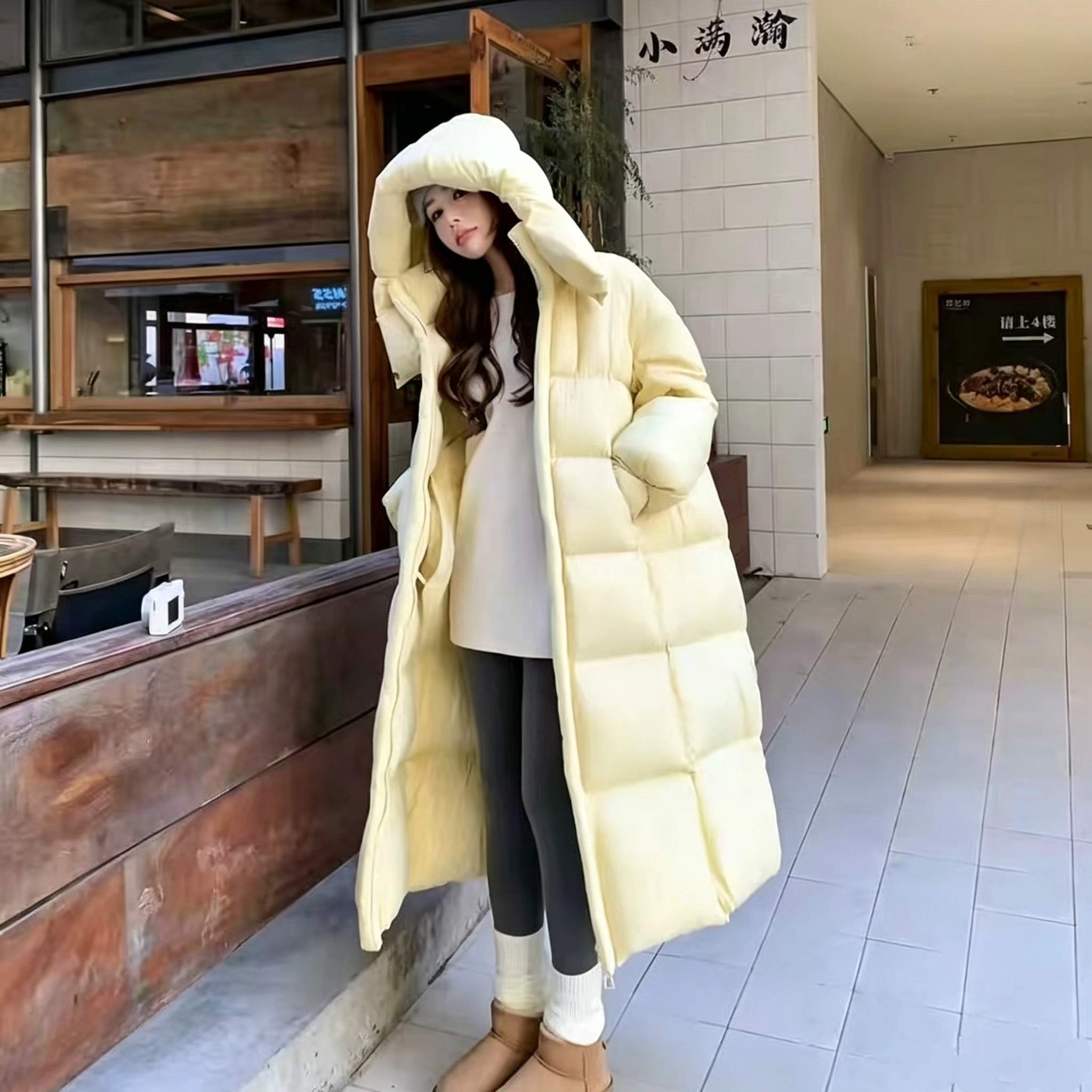 Long Hooded Quilted Down Puffer Jacket Women Oversized Winter Outerwear